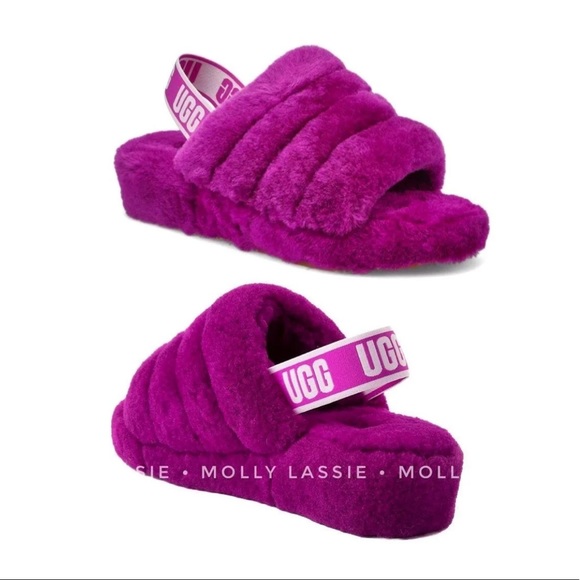 BERRYLICIOUS ✨ PURPLE UGG FLUFF YEAH SLIDE SANDALS - Picture 2 of 7